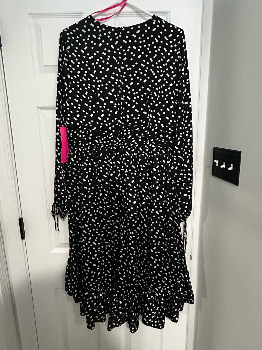 Betsey Johnson Black Polka Dot Dress with Cherry Rhinestone Detail, NWT, 12 - Picture 2 of 9